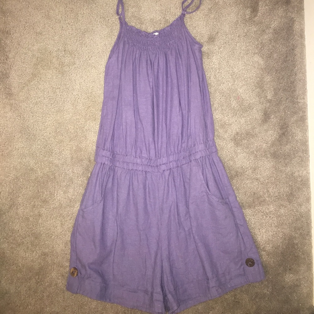Purple romper with pockets